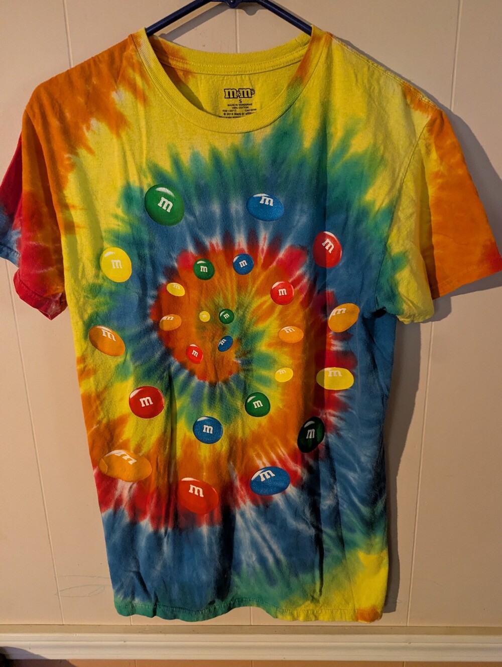 M&Ms Unisex T-Shirt Small Tie Dye Logo Graphic Chocolate Cotton Short Sleeve